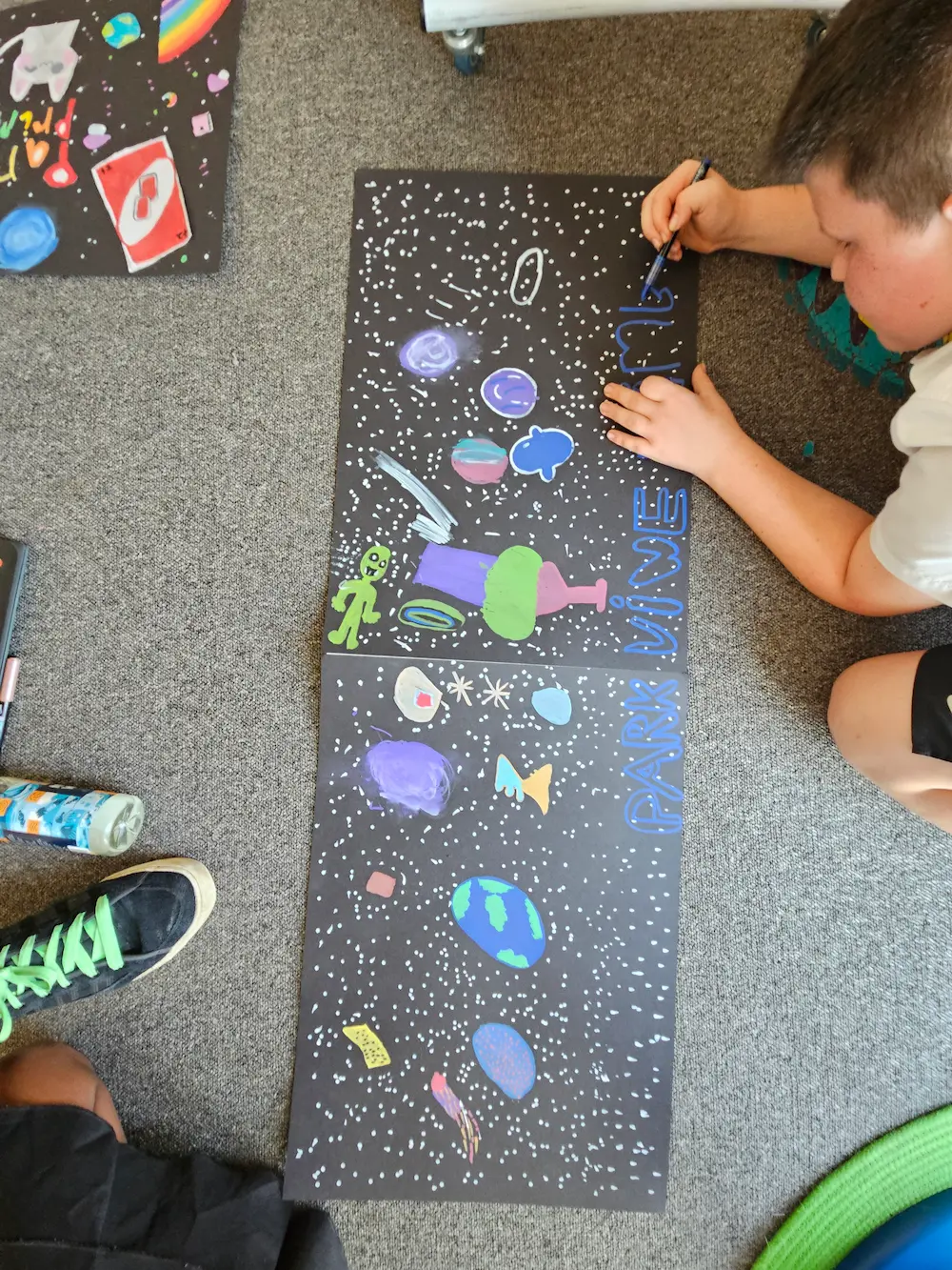 Workshop group working on colour and composition in Tier 2